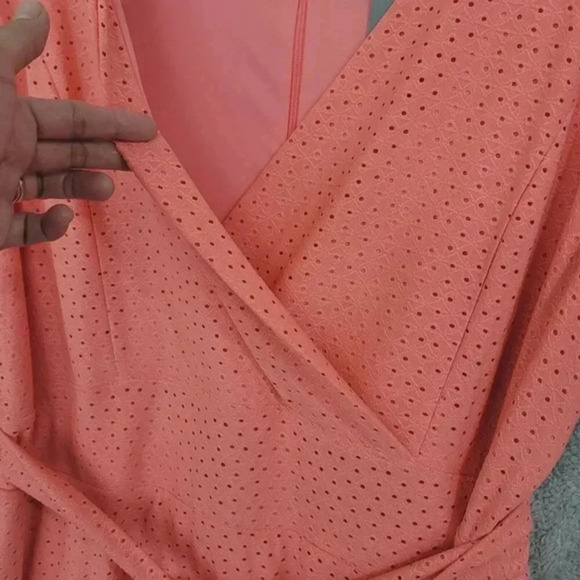 NWT Lane Bryant Coral Wrap Dress‎ 18/20 With Waist Tie Polyester Spandex 21CT - Picture 7 of 9